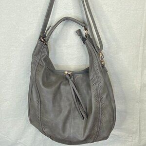 KILAMAL Purse Vegan Faux Leather Hobo Bag Gray with Handle and Adjustable Strap